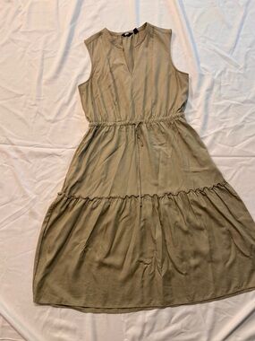 Lands’ End Sleeveless Midi Dress – Olive Green – Size L